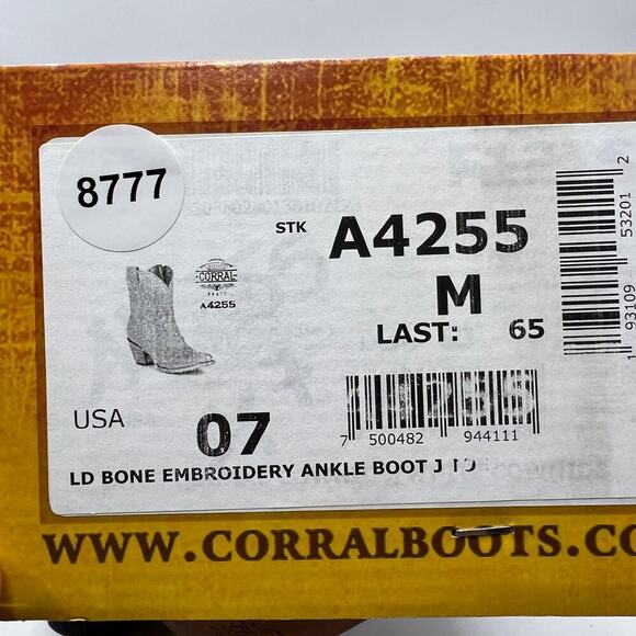 Corral Women's Embroidered Western Pointed Toe Fashion Booties Tan Size US 7 - Picture 11 of 11